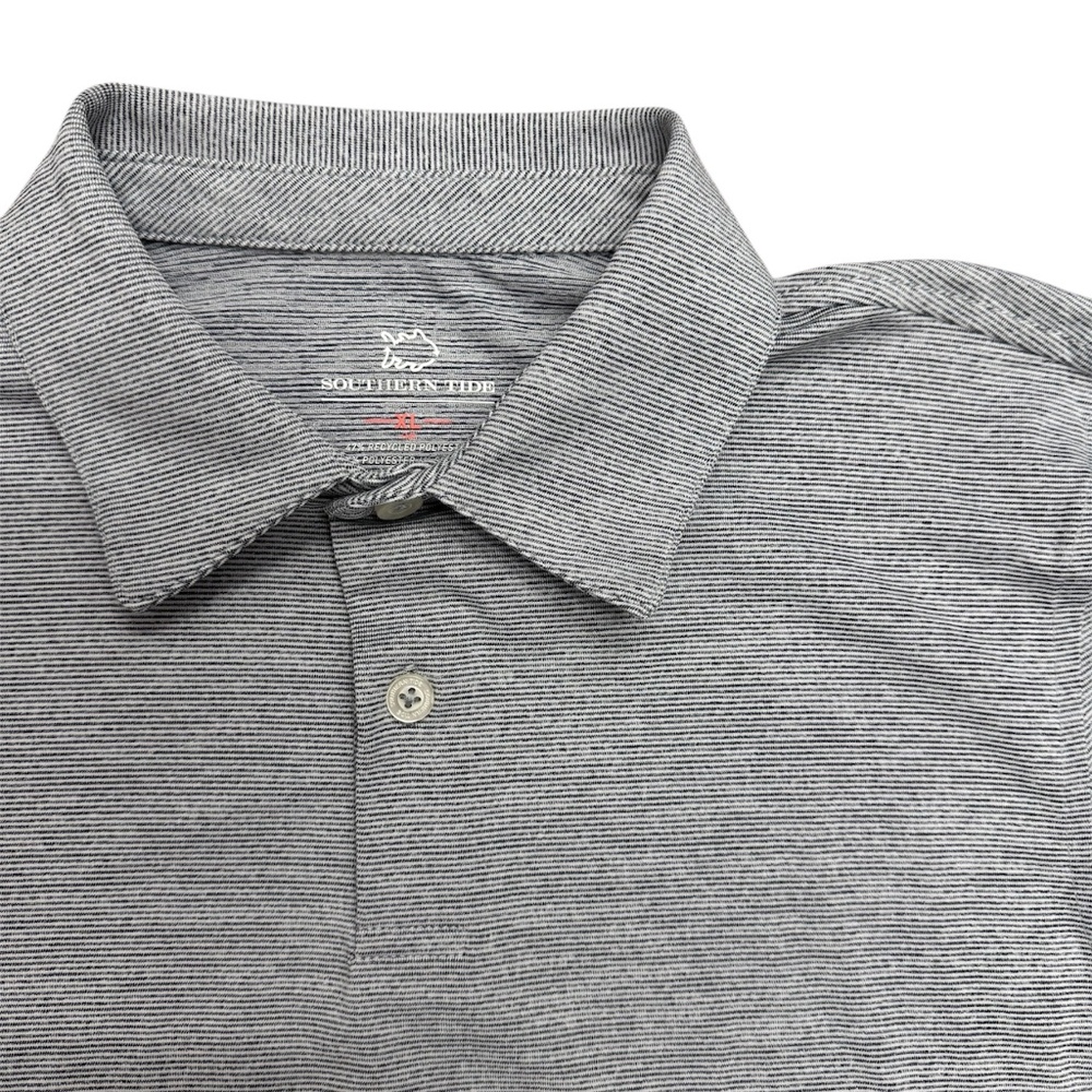 Southern Tide Boys Grey Micro Stripe Polo - Picture 2 of 3